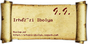 Irházi Ibolya névjegykártya
