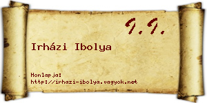 Irházi Ibolya névjegykártya